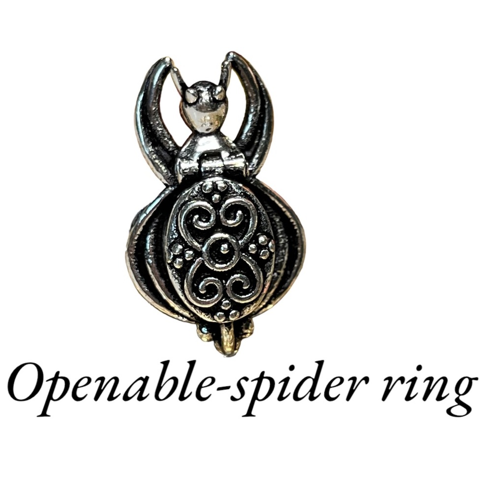 💕🖤SPIDER poison/locket ring -goth -carved-handmade-ethnic feel Celtic